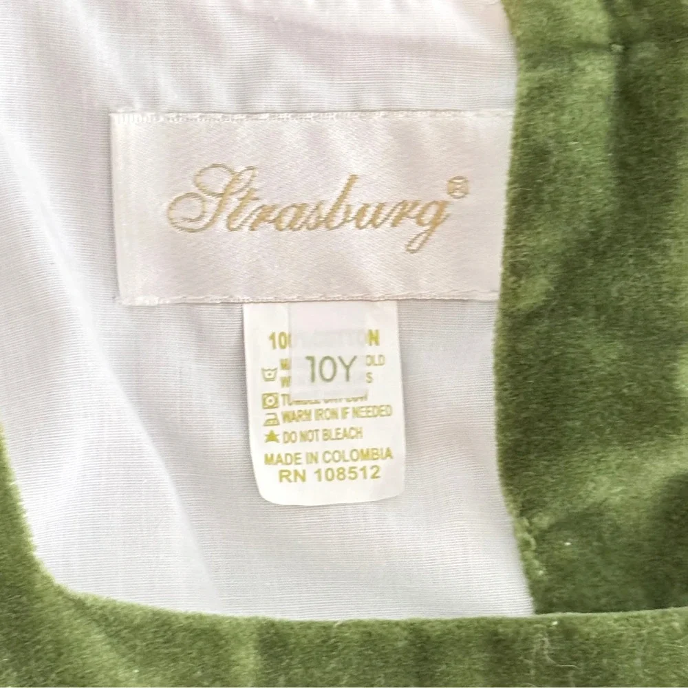 Vintage Strasburg Classic Green Velvet Plaid Bow Dress 10 Holiday‎ Christmas